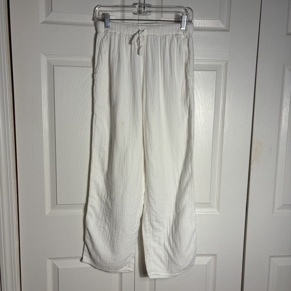 Wilfred Free Aritzia Sail Pants Women S White 100% Organic Cotton Gauze Lounge